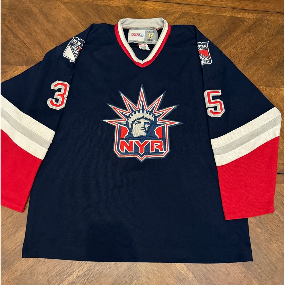 CCM New York Rangers Mike Richter 35 Lady Liberty Jersey Navy Blue Size 56